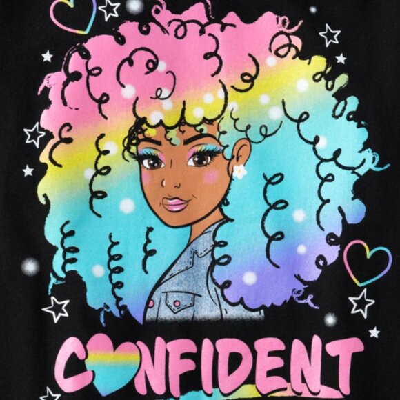 The Children's Place Girls Confident Rainbow Girl Graphic Tee - Black - Picture 2 of 2